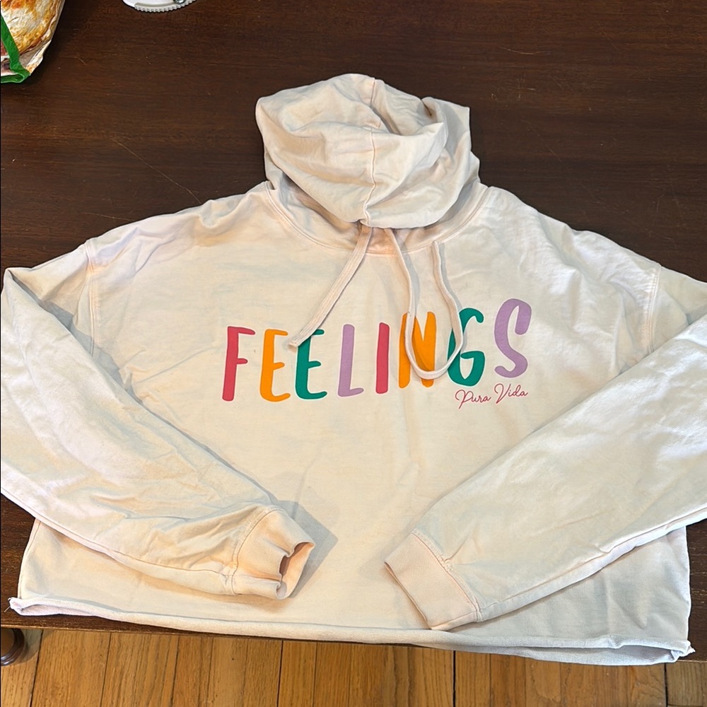 Pura Vida Cream Cropped Feelings Hoodie